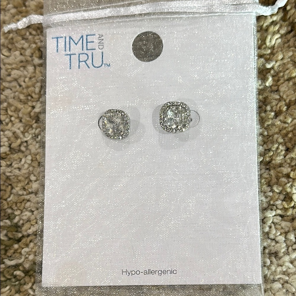 Time and Tru Sparkling Silver Earrings